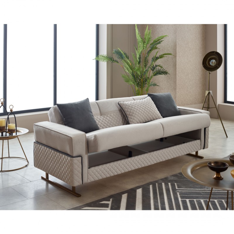 Триместен диван Миранда, Сив, Кадифе, 230х95х85см