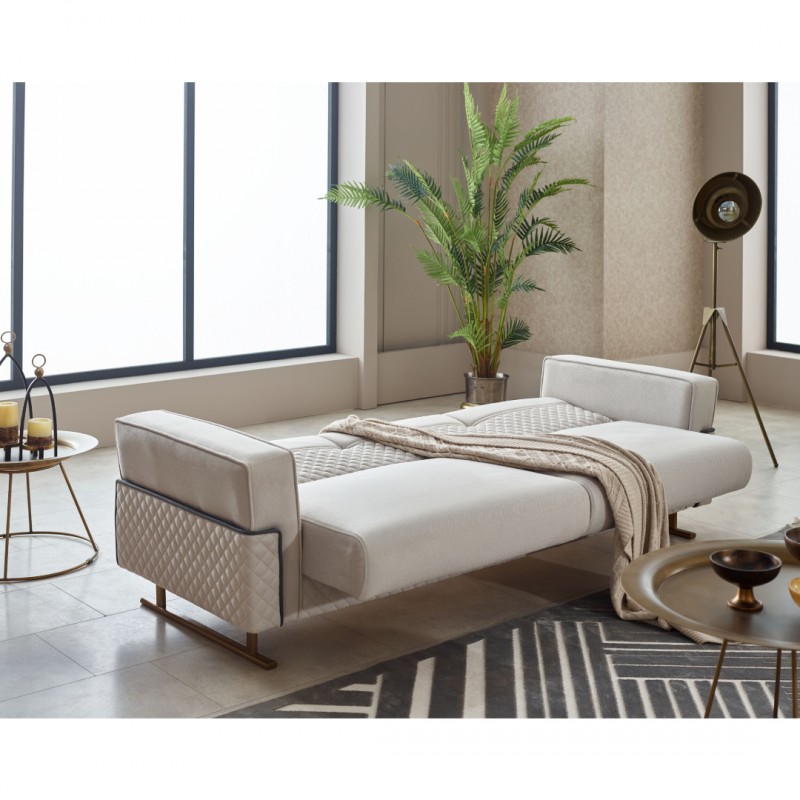 Триместен диван Миранда, Сив, Кадифе, 230х95х85см