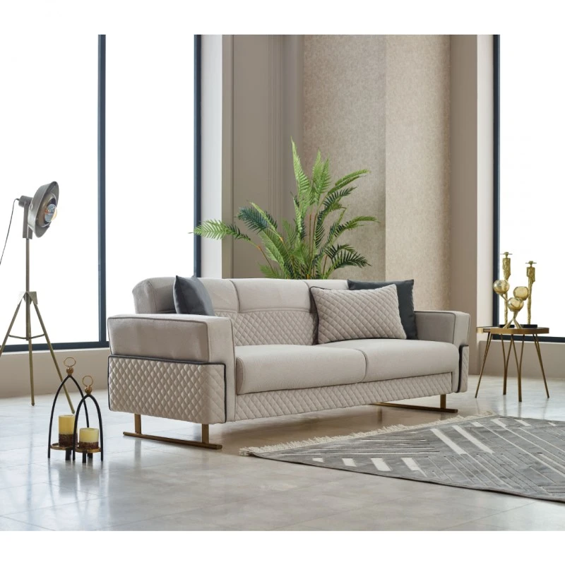 Триместен диван Миранда, Сив, Кадифе, 230х95х85см