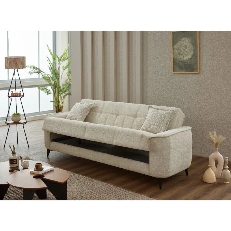 Двуместен диван Тъч, Крем, Дамаска, 175х90х85см