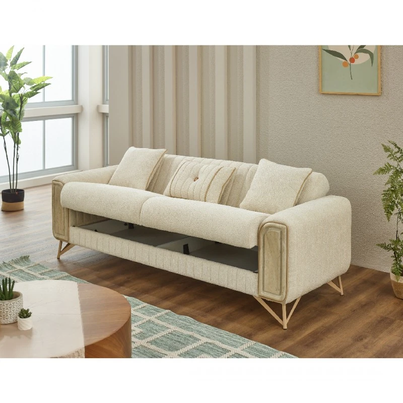 Двуместен диван Вента, Крем, Дамаска, 185х95х85см