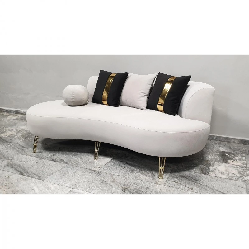 Двуместен диван Дантел, Кадифе, Бял