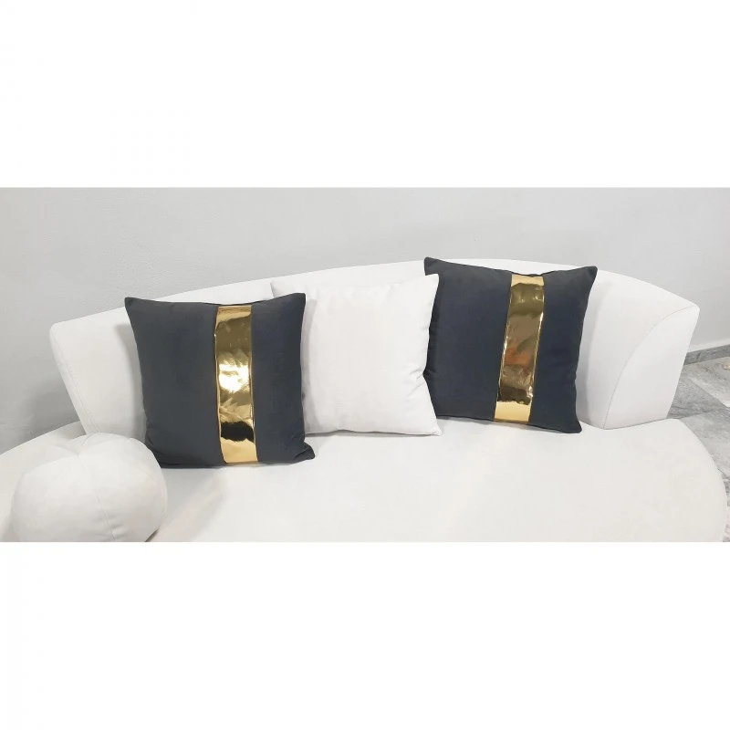 Двуместен диван Дантел, Кадифе, Бял