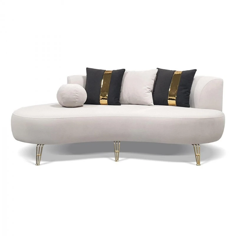 Двуместен диван Дантел, Кадифе, Бял