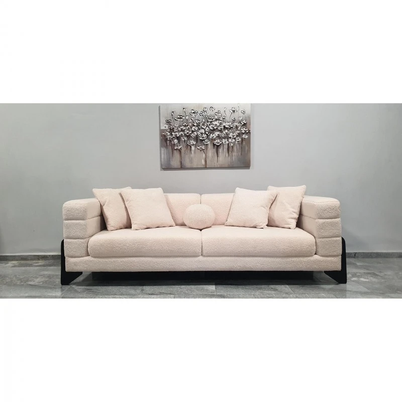 Триместен диван Бумеранг, цвят Крем