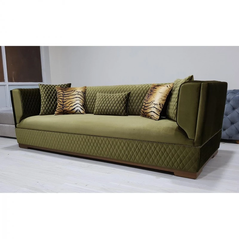 Триместен диван Диамант, Кадифе, Зелен