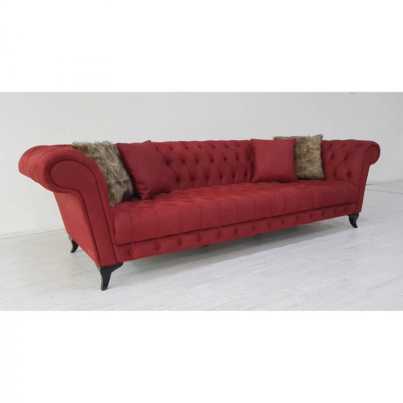 Триместен диван Вега, Червен, 240x85x95 см