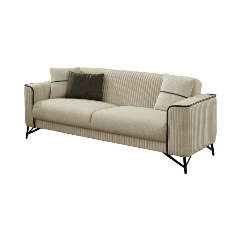 Двуместен диван Сенте, Кадифе, Крем, 185х95х85см