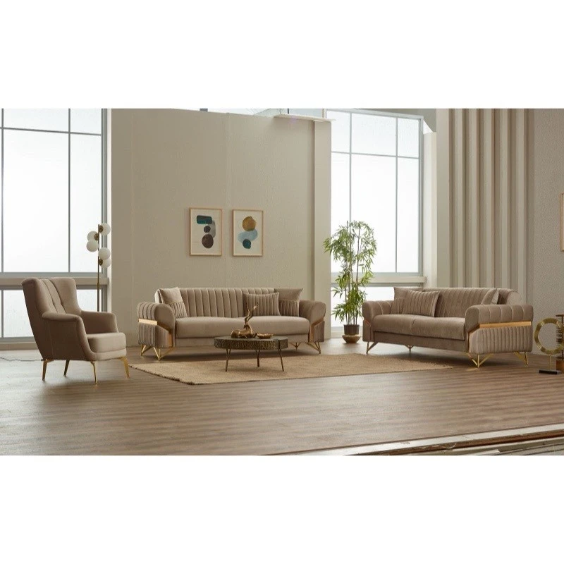 Двуместен диван Зенора, Кафяв, Кадифе, 185х95х85см