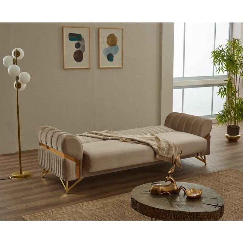 Двуместен диван Зенора, Кафяв, Кадифе, 185х95х85см