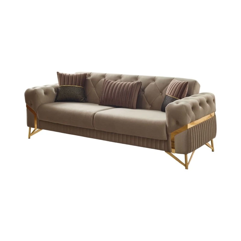 Двуместен диван Марбела, Бежов, Кафяв, 185х95х85см