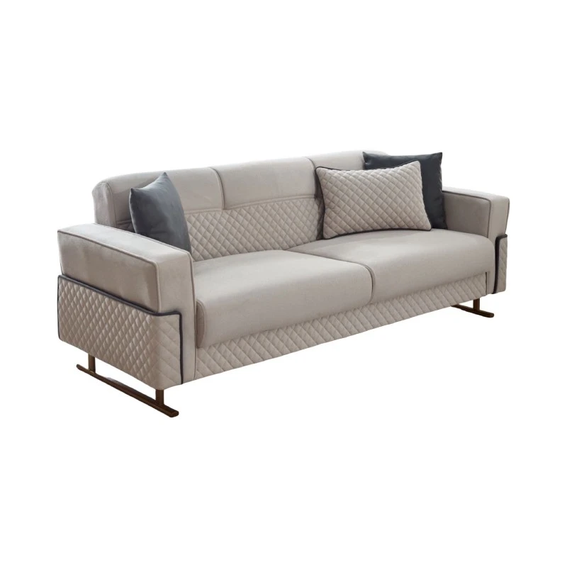 Триместен диван Миранда, Сив, Кадифе, 230х95х85см