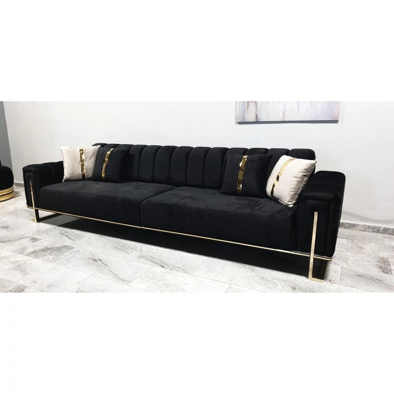 Триместен диван Алфа, Кадифе, Черен
