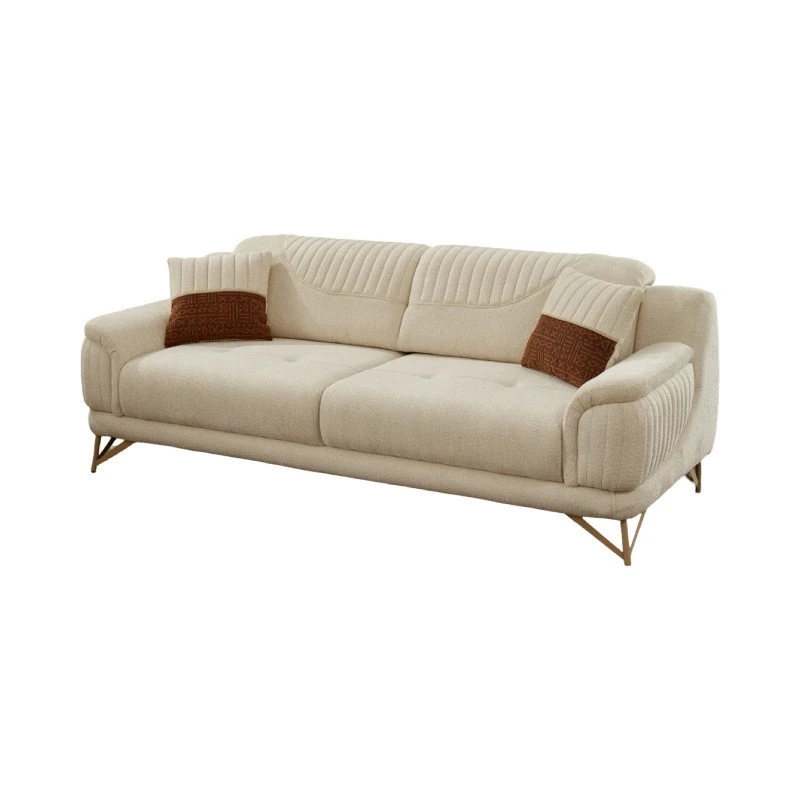 Двуместен диван Небела, Кадифе, Бежов, 182х100х85см