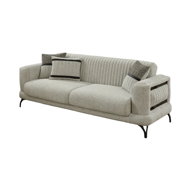 Двуместен диван Пиера, Дамаска, Сив, 174х95х85см