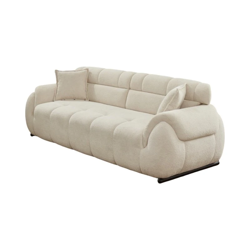 Двуместен диван Генова, Бял, Кадифе, 200х100х85см