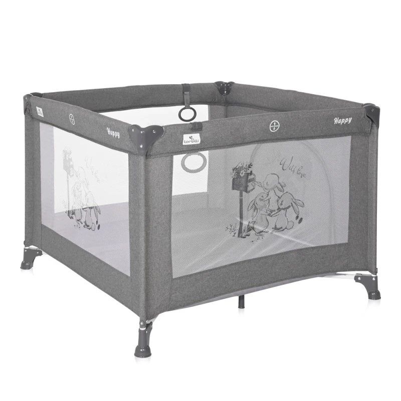 Кошара за игра Lorelli Happy Game Zone Grey Rabbits, Сив