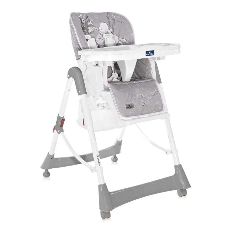 Столче за хранене Lorelli Gusto Grey Rabbits, Регулируемо, Сив/Бял