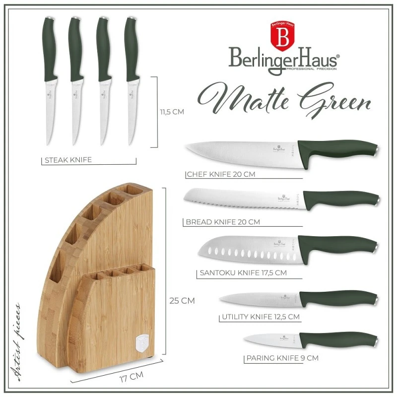 Комплект ножове Berlinger Haus BH3123 Matte Green