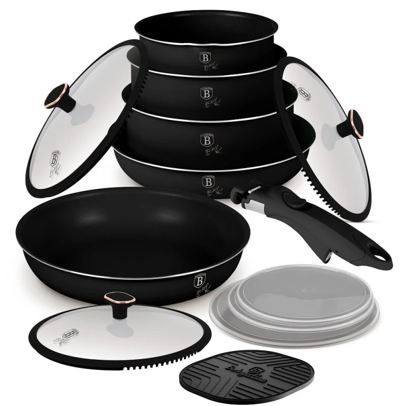 Съдове за готвене  Berlinger Haus BH8419 13 части  Black Rose