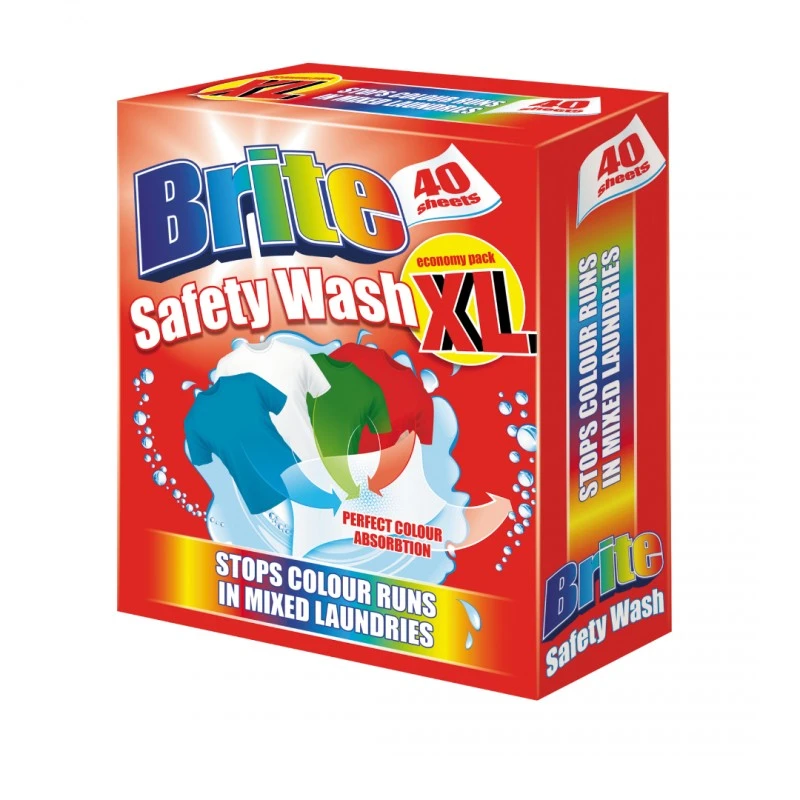 Цветоулавящи кърпички Brite Safety Wash за цветно пране, XL, 40 бр.