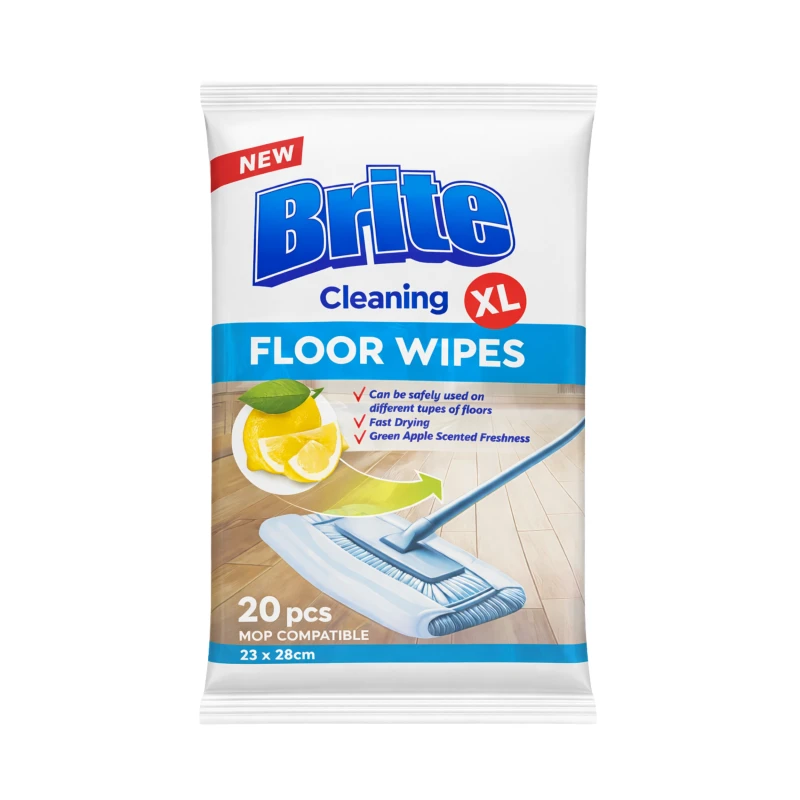 Почистващи мокри кърпи за под Brite, Citrus XL, 20 бр.