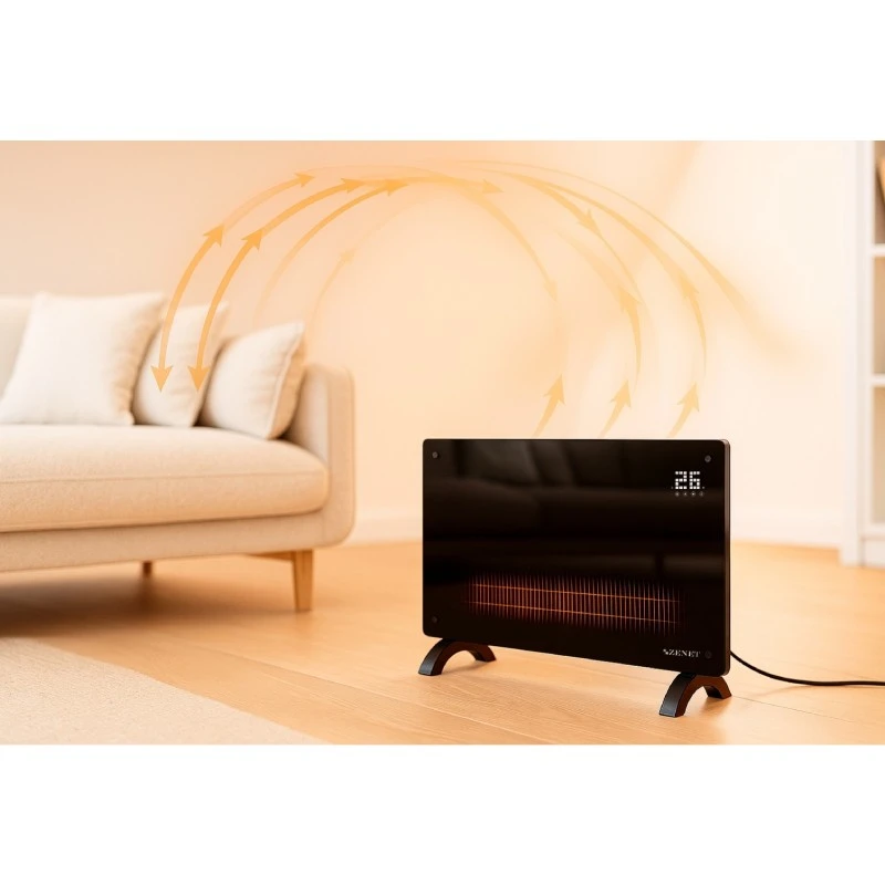 Zenet ZET-530 електрически стъклен конвектор, отоплителен панел, радиатор 2000w, Подов и стенен конвектор с дистанционно управление
