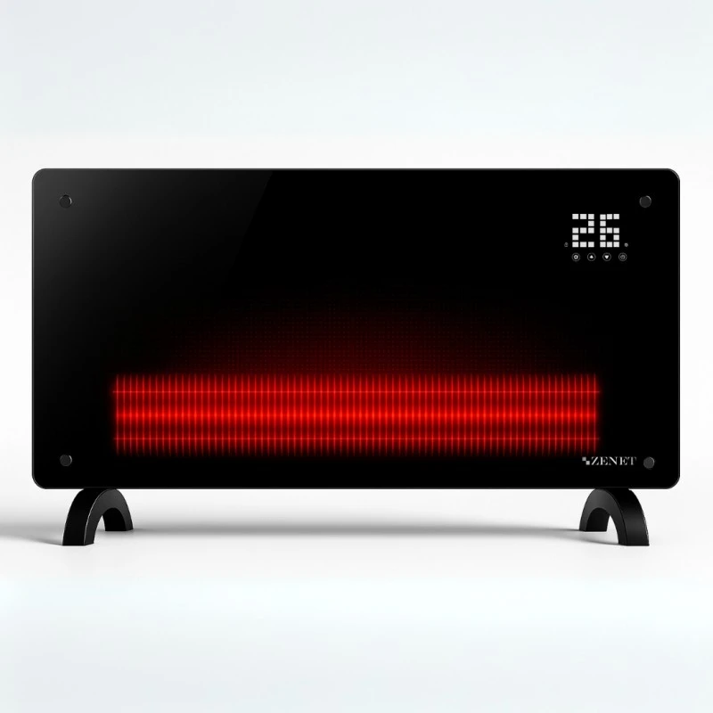 Zenet ZET-530 електрически стъклен конвектор, отоплителен панел, радиатор 2000w, Подов и стенен конвектор с дистанционно управление