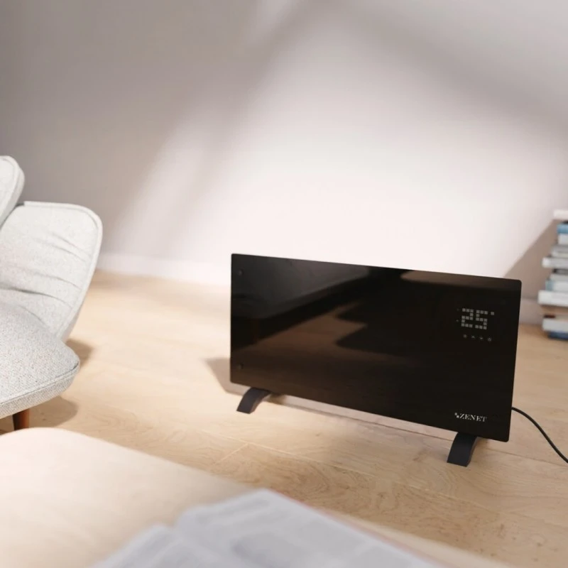 Zenet ZET-530 електрически стъклен конвектор, отоплителен панел, радиатор 2000w, Подов и стенен конвектор с дистанционно управление