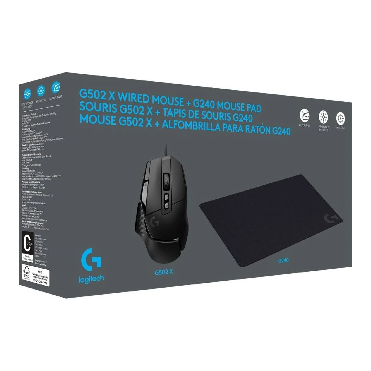 LOGITECH 991-000489 G502 X + G240